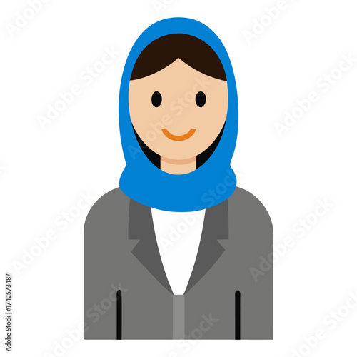 Illustration of a woman wearing a hijab and business attire professional presentation style avatar