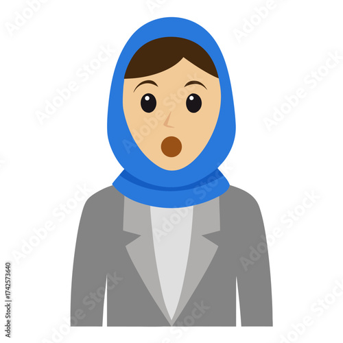 Surprised woman wearing hijab and business attire symbolizing cultural diversity in professional environments and shock expression