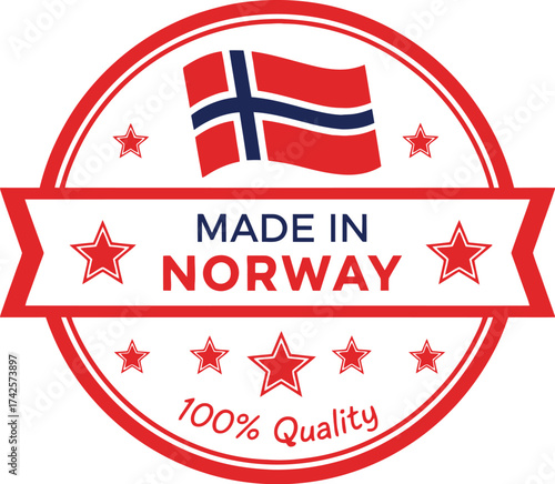 Premium quality seal featuring the Norwegian flag and "Made in Norway" inscription