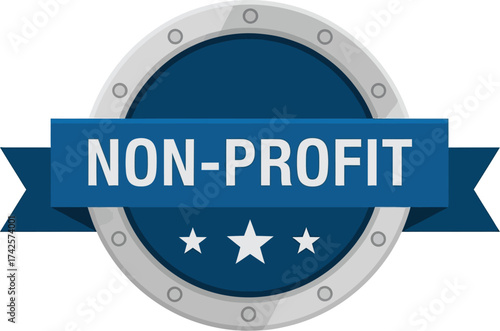 Official emblem representing a non-profit organization with stars and ribbon.
