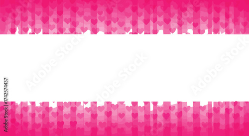 Vibrant pink heart pattern with a central white copy space for text or design