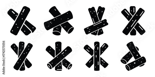 mozzarella sticks simple silhouette vector illustration icon set