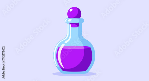 Potion Bottle With Purple Liquid Fantasy Element Cartoon Style