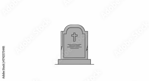 Simple Tombstone Vector Illustration Isolated On White Background