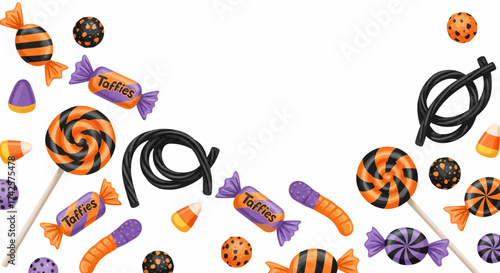 Spooky Assortment Of Halloween Sweets And Colorful Treats