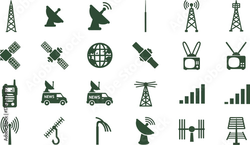 Collection of communication and broadcasting technology icons