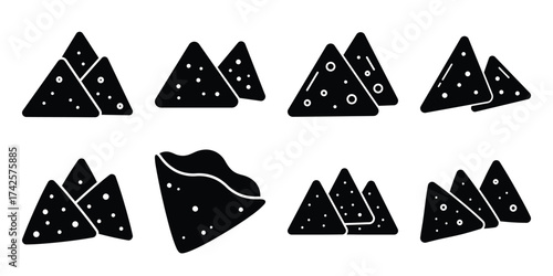 nacho chips simple silhouette vector illustration icon set