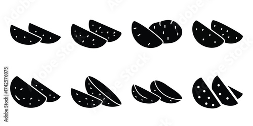 potato wedges simple silhouette vector illustration icon set