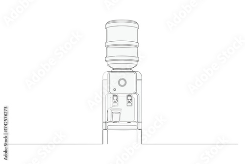 Vector art of water cooler illustration, depicting a dispenser with bottle in a clean, modern style