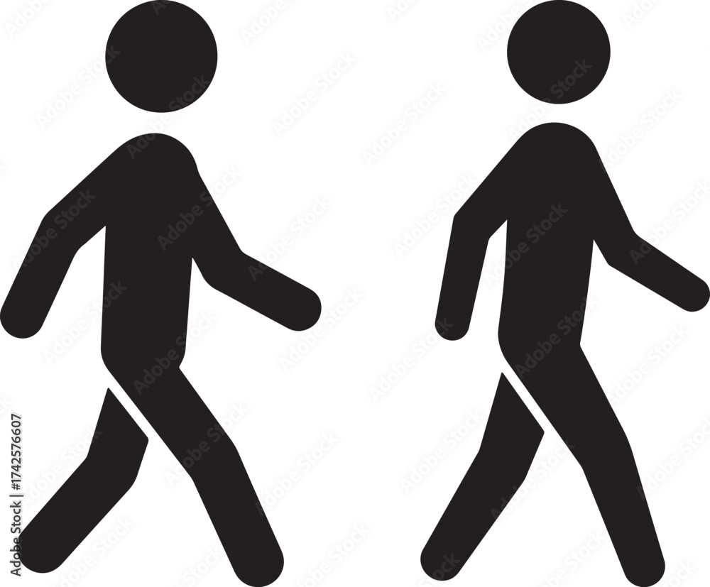 Obraz premium Two figures walking side by side silhouette