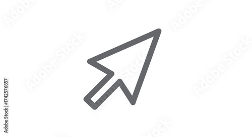 Simple Gray Outline of a Computer Mouse Cursor Arrow.