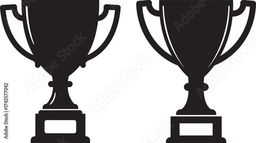 Two trophy silhouettes for victory and achievement