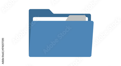 Blue Folder Icon with White Paper Insert and Tab.