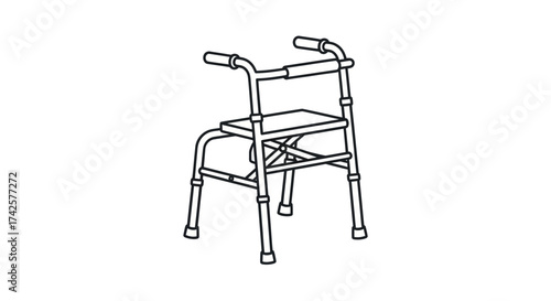 Lightweight Folding Walker with Seat and Handgrips for Mobility Assistance.