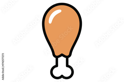 Vector art of cartoon illustration of a crispy fried chicken leg, perfect for food illustrations