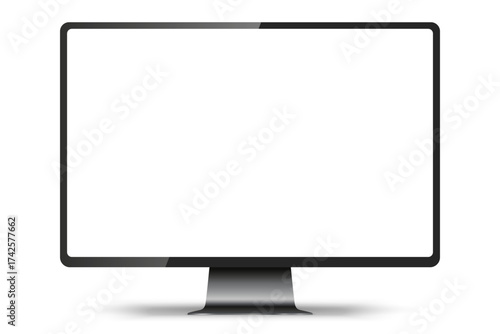 Computer monitor with empty display, device screen mockup, modern blank screen isolated on transparent background