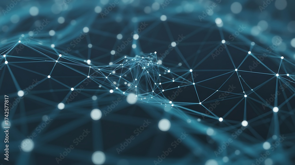 Obraz premium Abstract Network Mesh Background with Connected Dots and Lines Backdrop