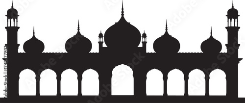 Elaborate Mosque Silhouette Featuring Arches Against Transparency