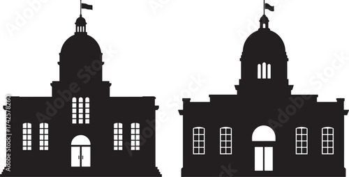Two classic government building silhouettes