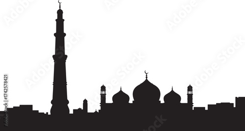 Mosque Silhouette on Transparent Background Cityscape Urban Landscape