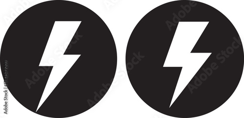 Two black ovals with white lightning bolt silhouette