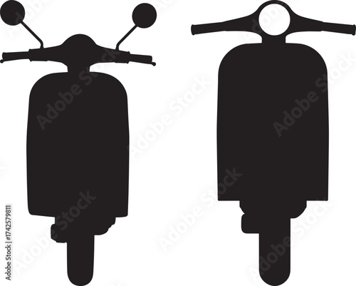 Two vintage scooter silhouettes front view