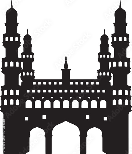 Charminar Landmark of Hyderabad India Silhouette Illustration Isolated Transparency