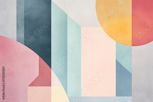 minimalist geometric design with soft pastel palette