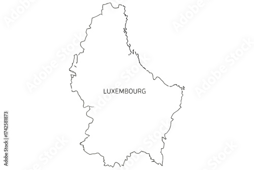 Vector art of outline map of luxembourg showing the countrys borders and internal divisions