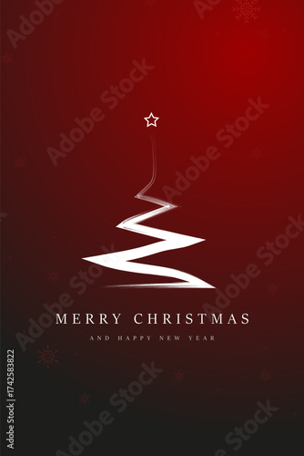A Modern and Elegant Merry christmas on red background with red merry christmas tree with Red Christmas Abstract background, Flat design vector of Christmas tree concepts