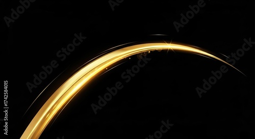 Abstract golden arc on black background graphic