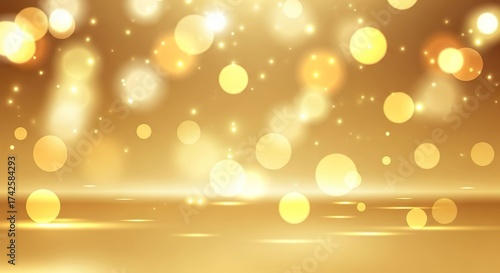 Abstract golden bokeh background with light effects