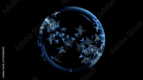 Starglobe - A glass ball filled with spinning, dancing silver stars