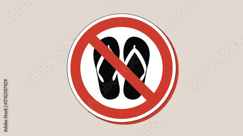 Vector illustration of a no flip flops symbol for general use scalable eps icon vector