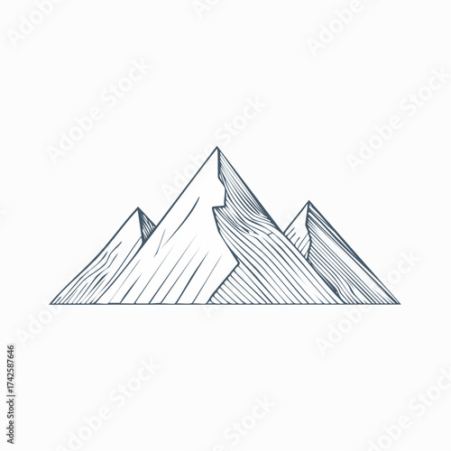 Stunning mountain range illustration perfect for outdoor adventure branding, hiking and climbing clubs, or nature-themed designs, offering a touch of wanderlust