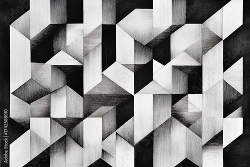 tessellated geometric shapes forming optical illusion