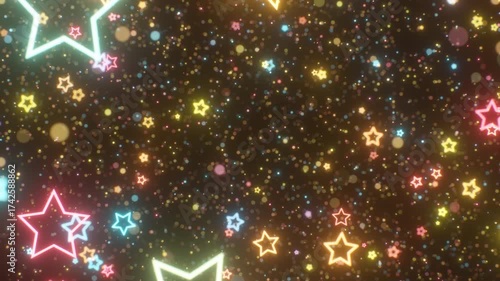 Beautiful Sparkle Space Shooting Star Outline Shapes Slowly Rain Down - 4K Seamless VJ Loop Motion Background Animation