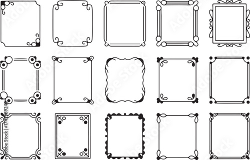 hand drawn decorative square borders ornamental frames vector collection for posters cards and logos