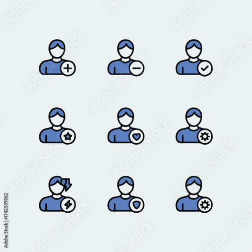 user management icon set 3x3 vector ai eps jpeg png perfect for ui ux profiles and account badges