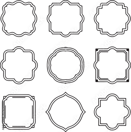 black and white ornamental frame collection square borders for logos labels and stamps