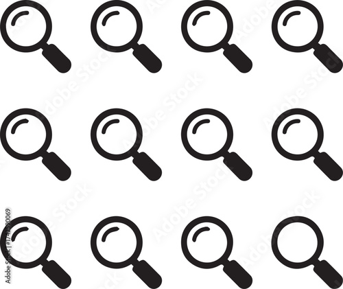 black magnifying glass grid icons pack magnifier vector ai eps jpeg png simple scalable ui symbol