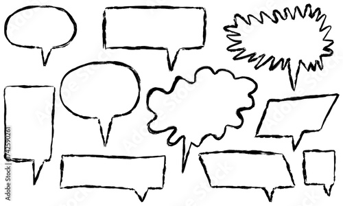 speech balloons set hand drawn sketch illustration collection isolated dialogue bubbles rough brush stroke outlines for comic book educational creative graphic design