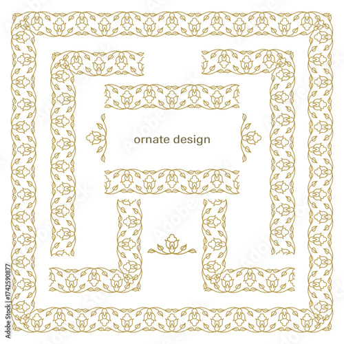 Vector set frames for design template. Floral borders. Ornate decor for save the date, birthday, greeting card, wedding invitation, leaflet, poster, certificate, thank you message.