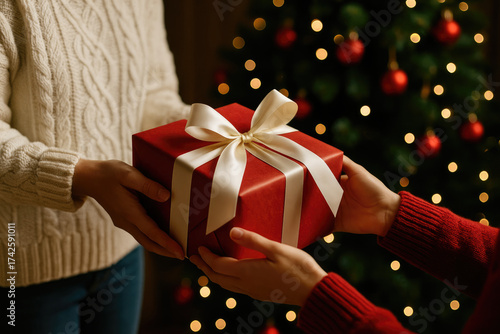 Wallpaper Mural Group of people presenting Christmas gift boxes in a relaxed and happy mood. Perfect image for lifestyle theme. Torontodigital.ca