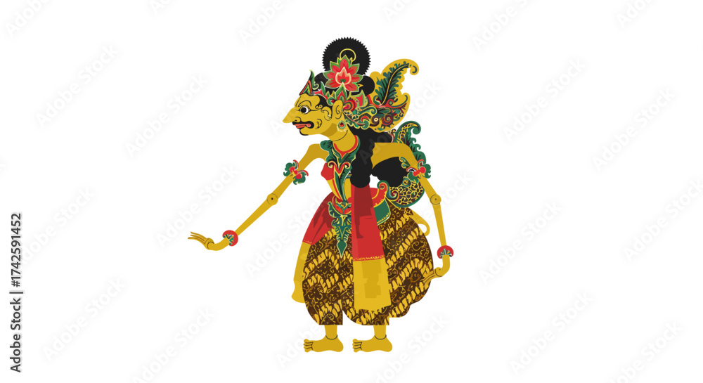 Obraz premium Detailed Wayang Kulit Shadow Puppet Character Illustration.