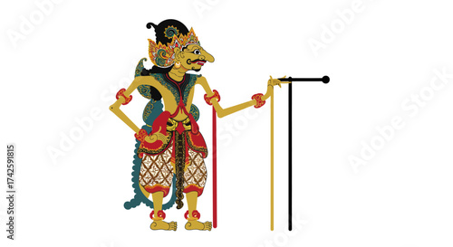 Wayang Kulit Character: Indonesian Shadow Puppet Art.