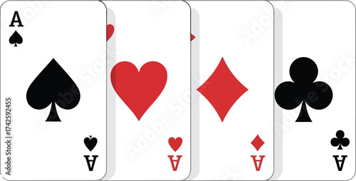 Four Aces Poker Cards – Classic Casino Game Vector Illustration for Design, Print & Digital Use