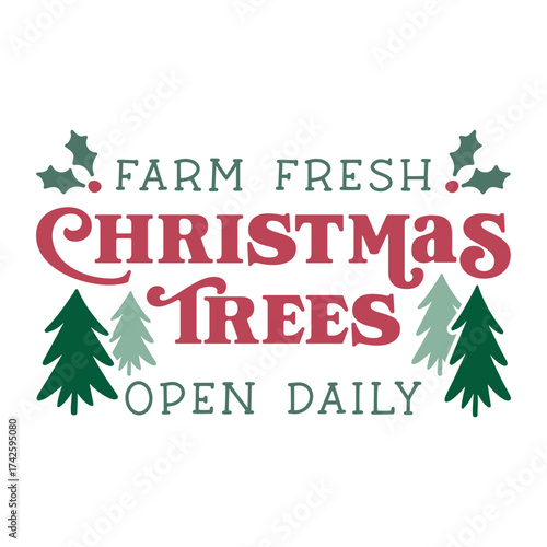 farm fresh christmas trees vector illustration