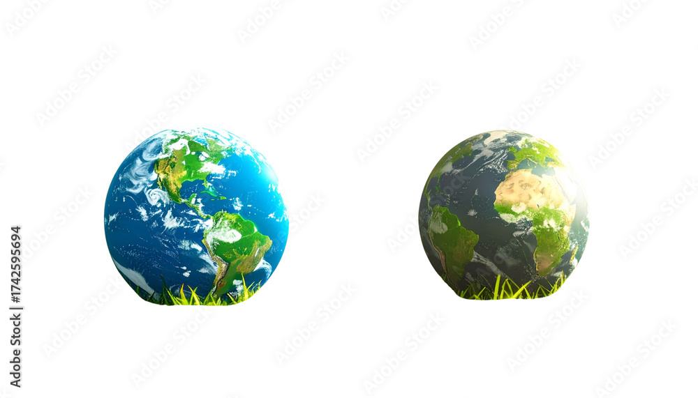 Fototapeta premium Half Earth with Growing Green Plant – World Tourism Day Environmental Concept