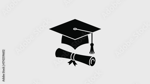 Minimalist graduation cap and scroll icon vector graphic scalable eps illustration vector